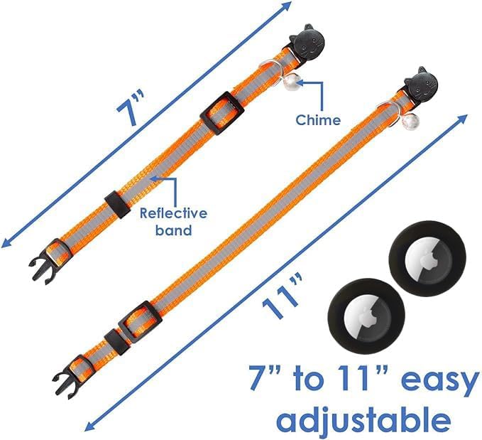 Reflective Cat Collar with AirTag Holders, with Bells, Solid & Safe Collars - Image 5