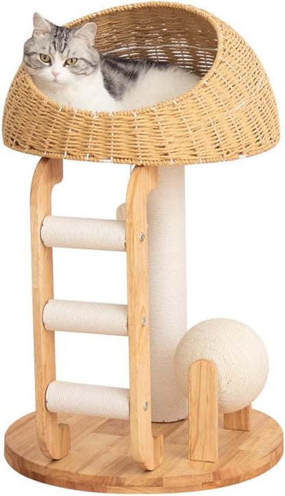 Wood Cat Tree for Large Cats, Modern Cat Tree Tower by PETTIFULCATTREE