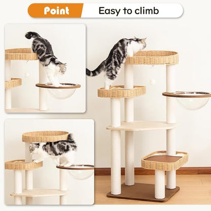 48'' Cat Tree for Large Cats, Modern Cat Tree Multi-Level Condo - Image 6