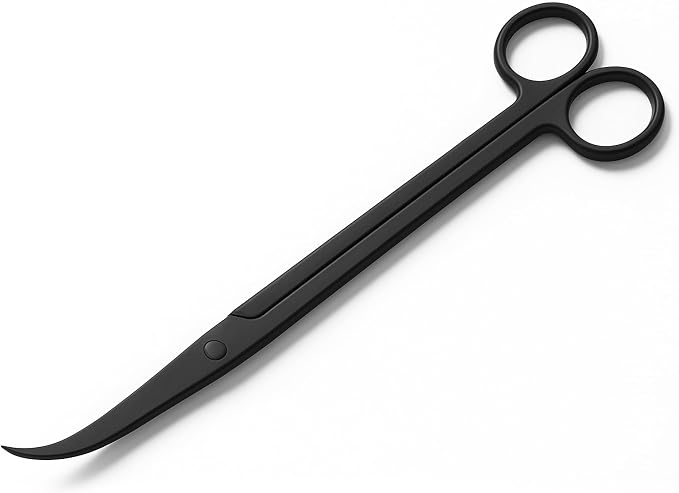 Mandala Crafts 12 Inches Black Stainless Steel Curved Aquarium Scissors - Image 2