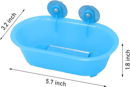 Wontee Bird Bath with Mirror Toy Fixable Parrot Bathroom Tub - Image 5