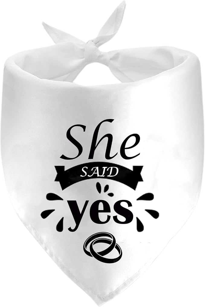 She Said Yes Dog Bandanas, Wedding Dog Scarf, Engagement Announcement Pet Scarf by Lcekterur
