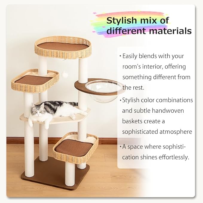 Modern Cat Tree for Large Cats, 48-Inch Tall Cat Tree Tower - Image 5
