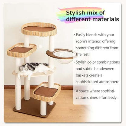 Modern Cat Tree for Large Cats, 48-Inch Tall Cat Tree Tower - Image 5