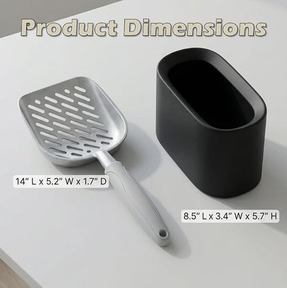 Metal Cat Litter Scoop with Holder, Aluminum Cats Litter Scooper Captures All - Image 2