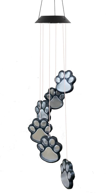 Paw Print Solar Wind Chimes for Outside, Dogs Cat Pet Pawprint Remembrance Wind - Image 9