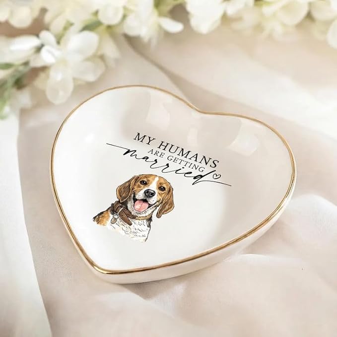 Gossby Custom Pet Portrait Watercolor Heart Ring Dish - Image 3