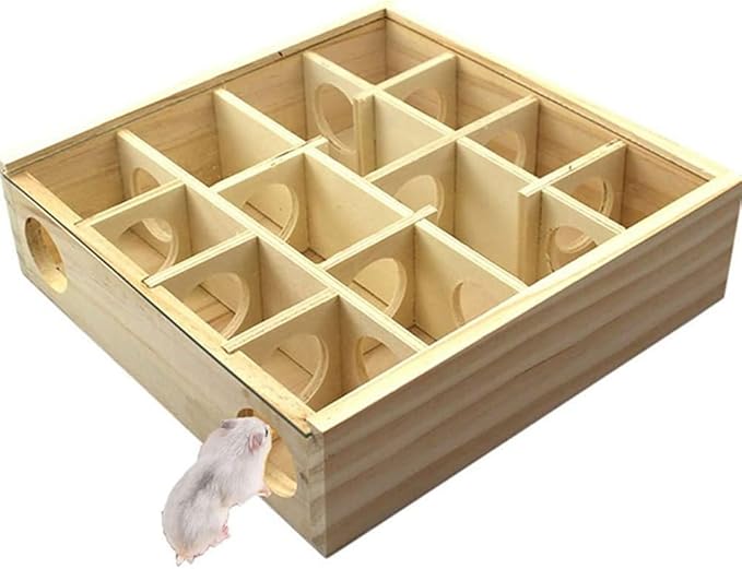 Wooden Hamster Maze Toy Multi-Grid Maze Household Hamster Hideaway Toy Small by GATHINESS