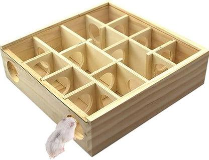 Wooden Hamster Maze Toy Multi-Grid Maze Household Hamster Hideaway Toy Small by GATHINESS