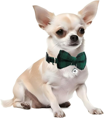 Green Plaid Bow Cat Collar - Image 2