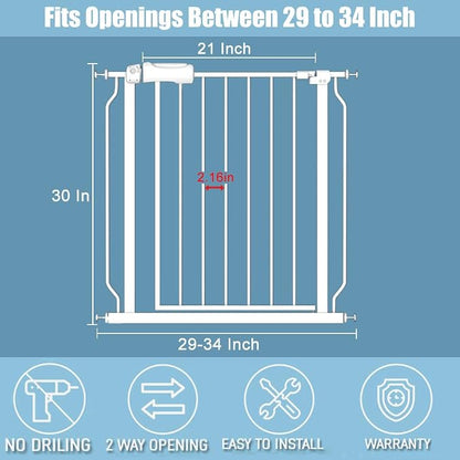 29-34 Inch Wide Baby Gate for Stairs Dog Gate Indoor Pressure Mounted No Drill - Image 2