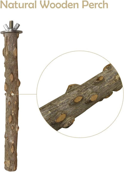 Bird Perch 4 PCS Natural Wood Stand Parakeet Toys Bird Cage Accessories - Image 4