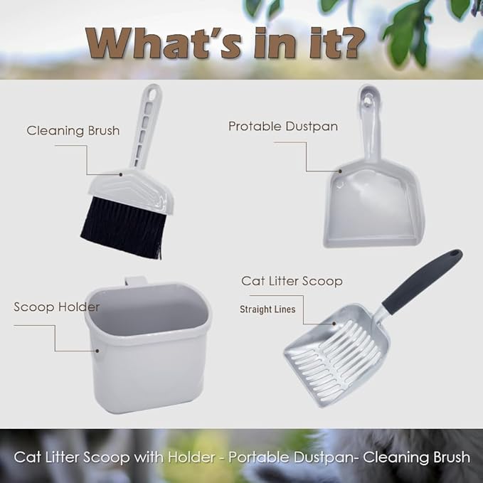 4-in-1 Cat Litter Scoop with Holder, Cat Litter Box Organizer Cleanup Kit - Image 2