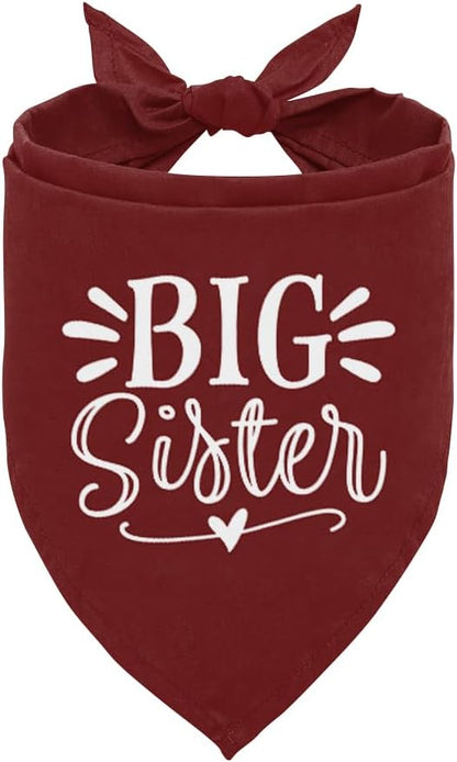 Big Sister Bandana for Dogs, Dog Pregnancy Announcement, Dark Red Dog Bandana by ZPPRJF