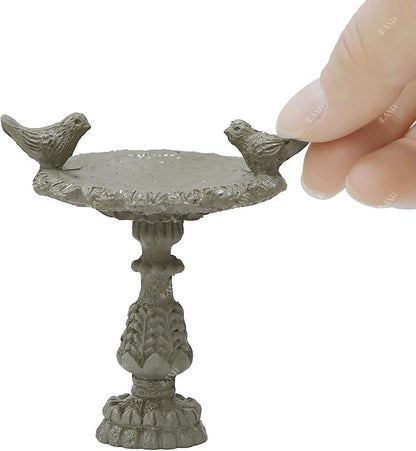 iLAND 1/12 Scale Fairy Garden Accessories Outdoor Miniature Birdbath Fountain & - Image 7