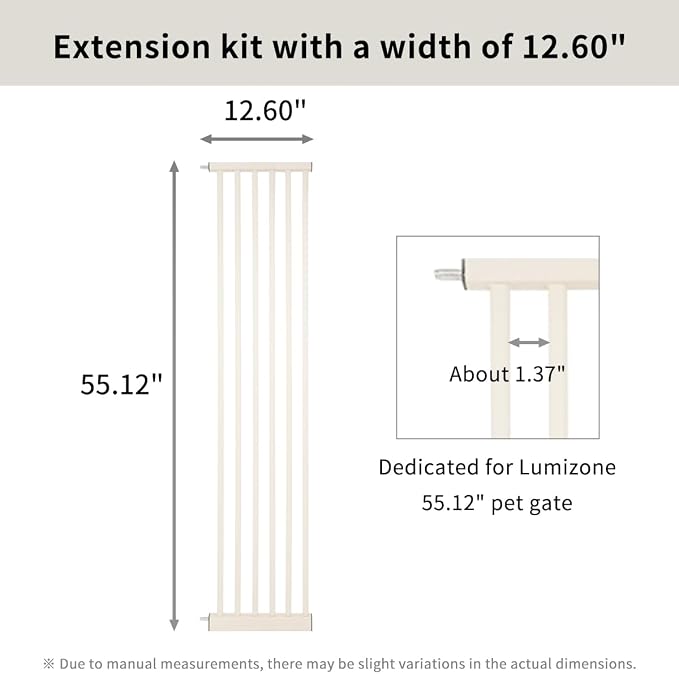 Lumizone Extra Tall Pet Gate 55.12" High Pressure Mounted 12.60" Wide Extension - Image 2