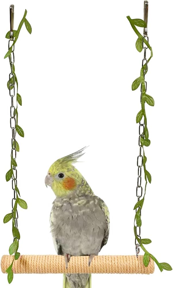 La La Pet® Hanging Wooden Pet Bird Swing by La+La+Pet