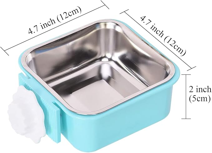 Dog Crate Bowl for Cage, Detachable Stainless Steel Pet Food Bowls, Hanging - Image 2