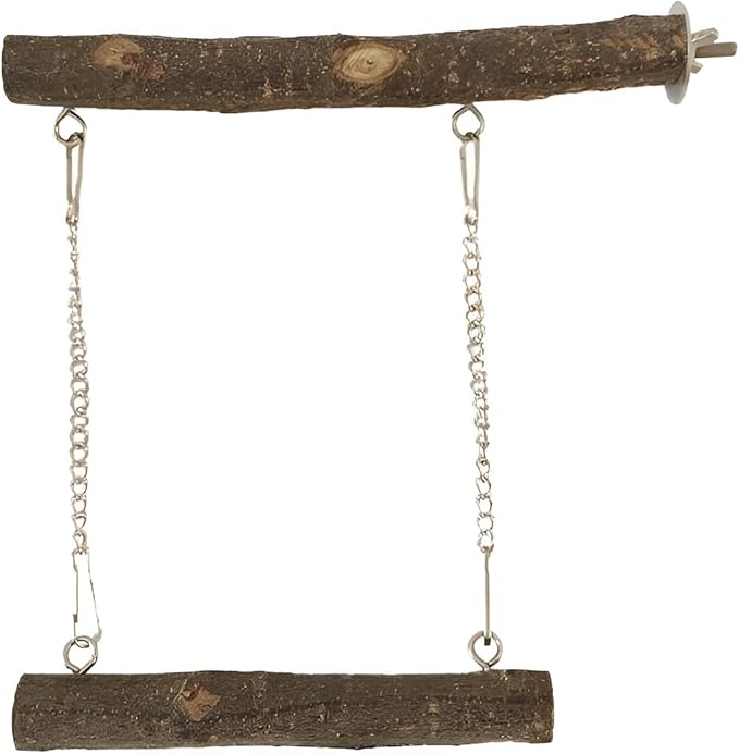 Bird Swing, Parrot Perch Stand Natural Wood Stand Parrot Cage Toys by Meprotal