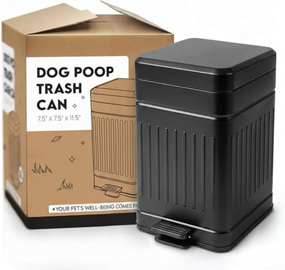 Small Dog Poop Trash Can Outside, 1.3 Gal Stainless Steel Dog Waste Trash Can by AnimoGoods
