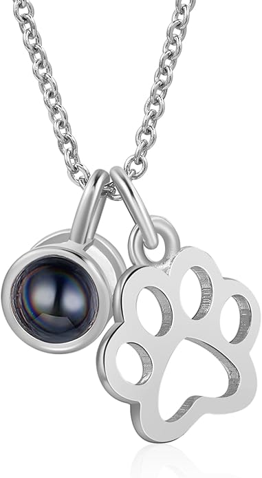Personalized Cute Dog Cat Paw Name Necklace Forever Love Custom Heart Pendant by RESVIVI