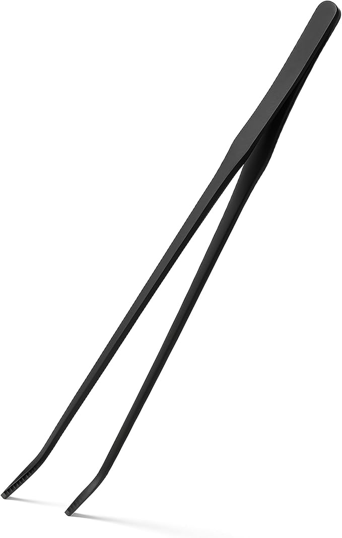 Mandala Crafts 15 Inches Black Stainless Steel Curved Aquarium Tweezers by MandalaCrafts