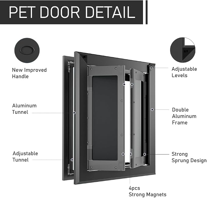 【PATAPLUS】 Aluminum French Large Dog Door, Strong Double Magnetic Flaps - Image 5