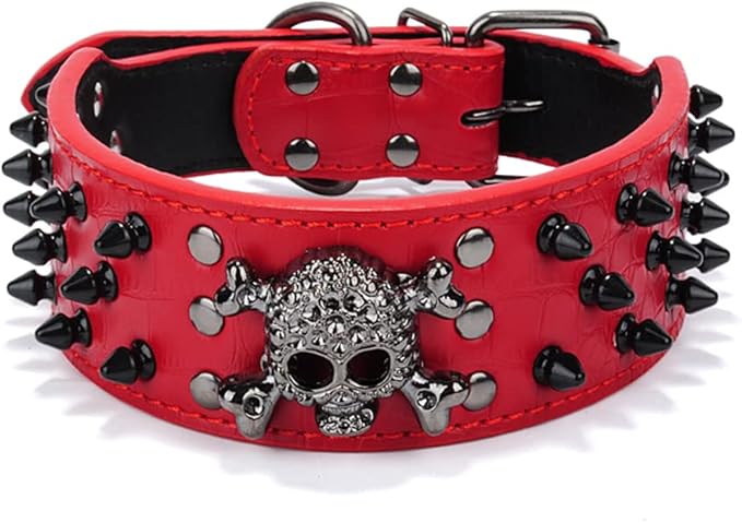 Serijoars Spiked Studded Dog Collar, PU Leather Dog Collar, Adjustable Pet by Serijoars