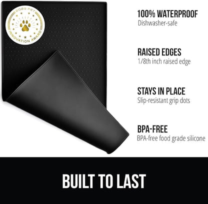 GORILLA GRIP 100% Waterproof Raised Edge BPA Free Silicone Pet Feeding Mat - Image 2