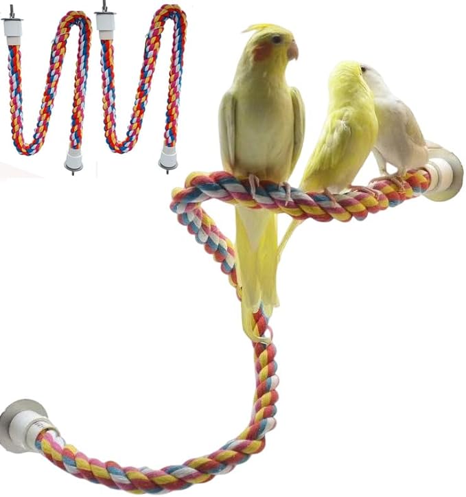 2pcs 48inch Parrot Rope Perches, Bendable Climbing Standing Chew Cage Toys by OSWINMART
