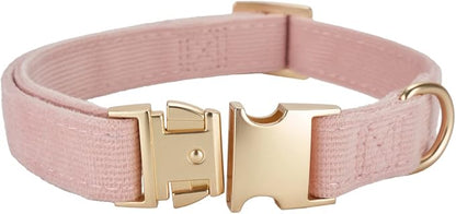 Soft Cotton Dog Collar with Metal Buckle Adjustable Heavy Duty Comfy Corduroy - Image 2
