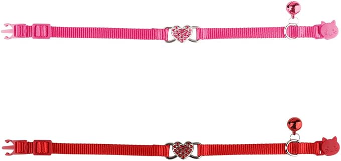 2 Pcs Cat Collars Heart Bling Breakaway - Image 2