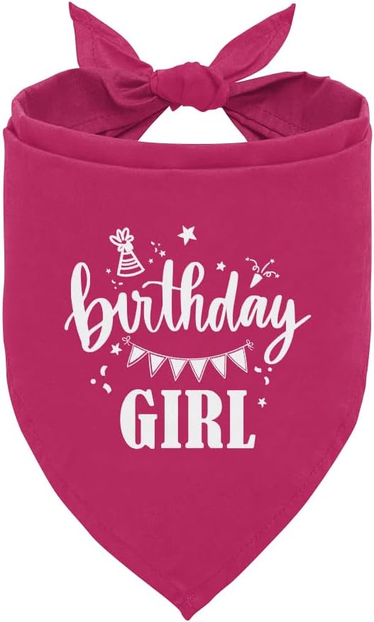 Birthday Girl Dog Bandana, Deep Pink Dog Bandana, Funny Cute Dog Bandana by ZPPRJF