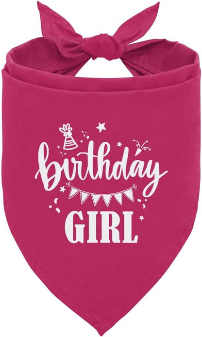 Birthday Girl Dog Bandana, Deep Pink Dog Bandana, Funny Cute Dog Bandana by ZPPRJF