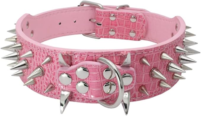 Serijoars Spiked Studded Dog Collar, PU Leather Dog Collar, Adjustable Pet by Serijoars