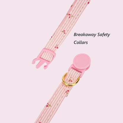 Cotton Bowtie Cat Collar with Bell 2 Pack Adjustable Breakaway Kitten Collars - Image 4