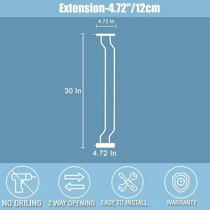 Extra Wide Baby Gate 4.72in Extensions Walk Through Baby Gate Pressure Mount - Image 3