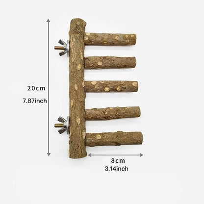 Natural Wood Bird perches Bird Ladder Perch Parrot Ladder Hamster Climbing Toys - Image 2