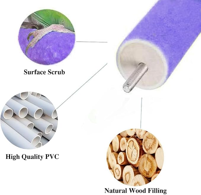2Pcs 7.9Inch Purple U Shape Rough-surfaced Sands Stick Bird Perches Bird Cage - Image 3
