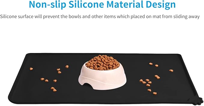 AUDWUD Silicone Waterproof Pet Feeding Mats, Anti Slip Bowl Pad, Dog Mat - Image 2