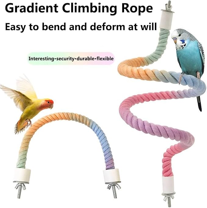 2Pcs Rope Perches for Bird Cages, Rope Perch for Parrots, Cockatiels & Parakeets - Image 2