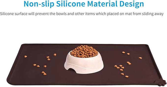 AUDWUD Silicone Waterproof Pet Feeding Mats, Anti Slip Bowl Pad, Dog Mat - Image 2