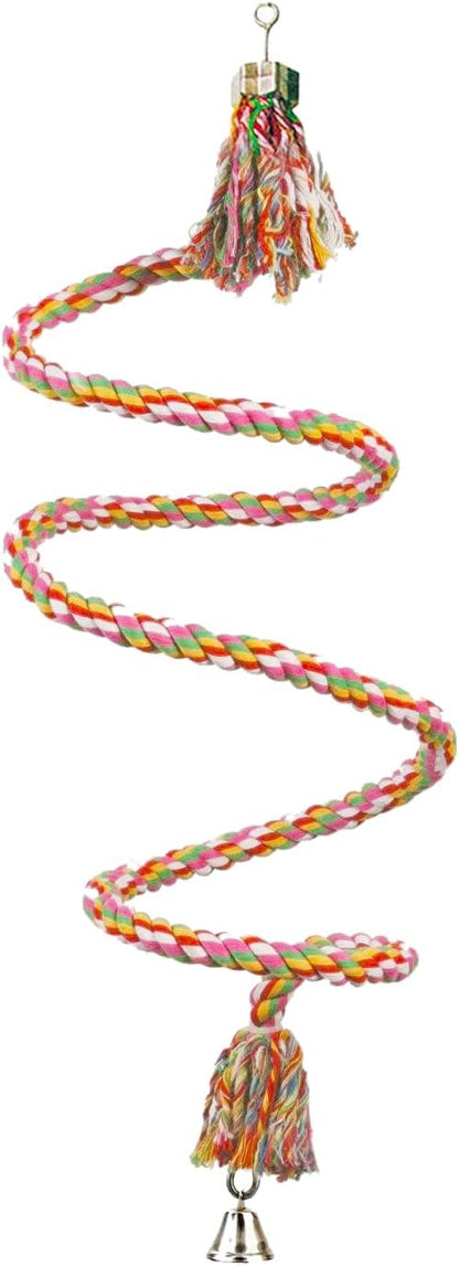 SunGrow Rope Perch for Parrots, 59” Long, Bungee Bird Toy, Brightly Colored - Image 3