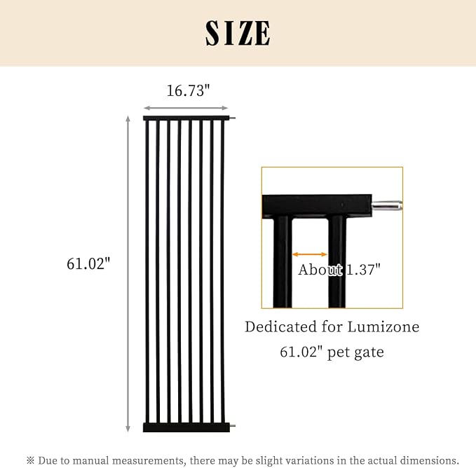 Lumizone Extra Tall Cat Gate Extension Kit 61.02" High Pressure Mounted 16.73" - Image 3