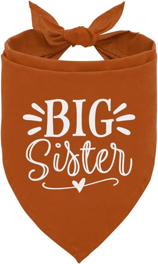 Big Sister Bandana for Dogs, Pet Pregnancy Announcement, Dark Orange Dog Bandana by ZPPRJF