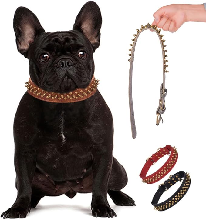 Spiked Dog Collar Soft Pu Leather Mushrooms Rivet Spike Studded Puppy - Image 2