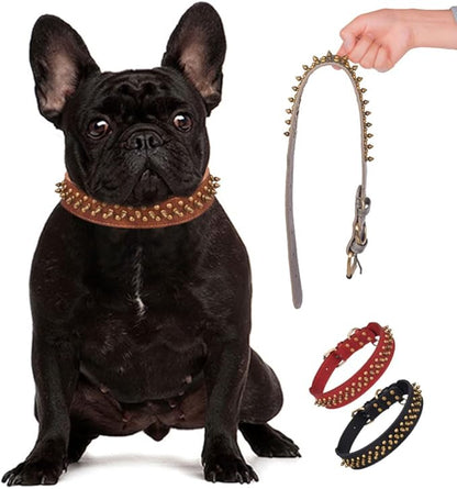 Spiked Dog Collar Soft Pu Leather Mushrooms Rivet Spike Studded Puppy - Image 2