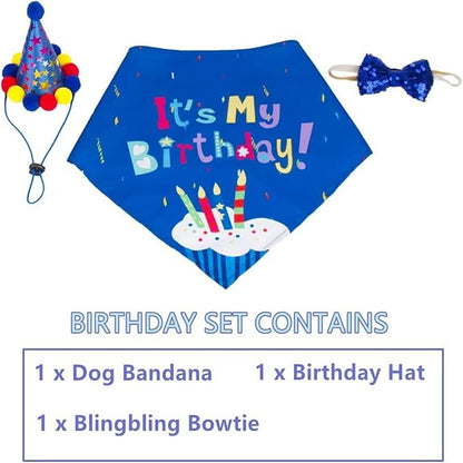 Pet Birthday Party Set, Dogs Bandana and Dog Birthday Hat - Image 6