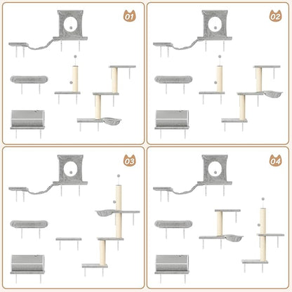 7-in-1 Cat Wall Shelves, Wall Mounted Cat Climber Set, Cat Furniture - Image 3