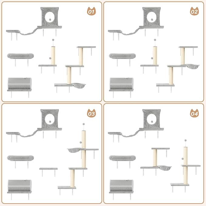 NUNU LAB Cat Wall Shelves Set, Scratching Post, Wall Shelves - Image 2